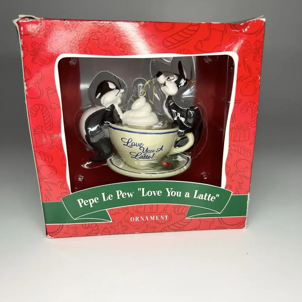 Looney Tunes Warner Bro Christmas Tree Ornament/Pepe Le Pew/Love You a Latte/Box